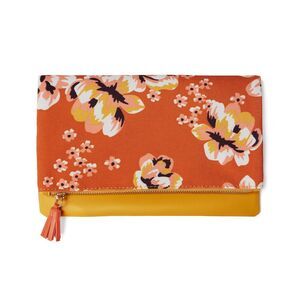 Rachel Pally Zahara Reversible Clutch Purse Orange Floral Handbag